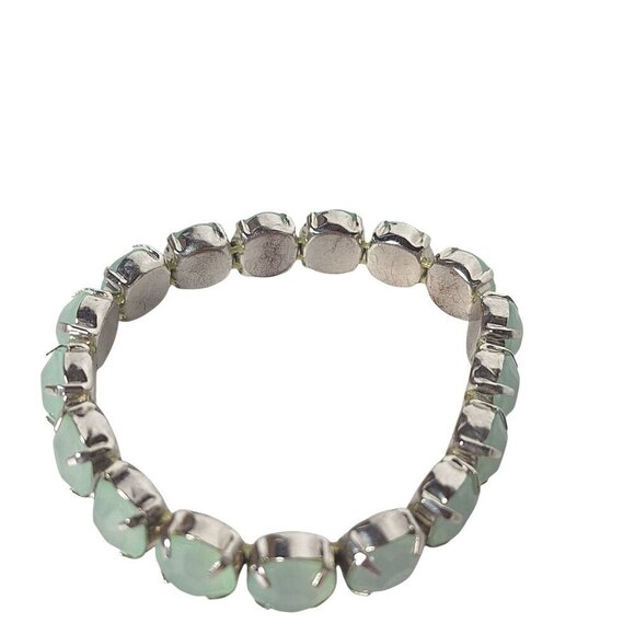 Silvertone Aqua Rhinestone Bracelet - Picture 3 of 3